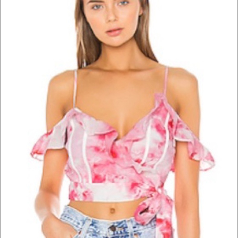 Lovers and friends pink tye dye crop top